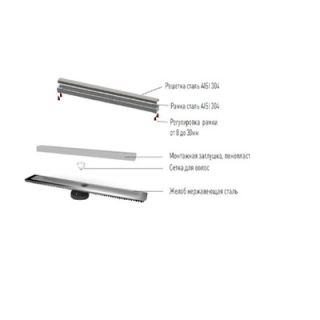 Душевой лоток Berges Wasserhaus B1 Keramik 090014 30 Матовый хром